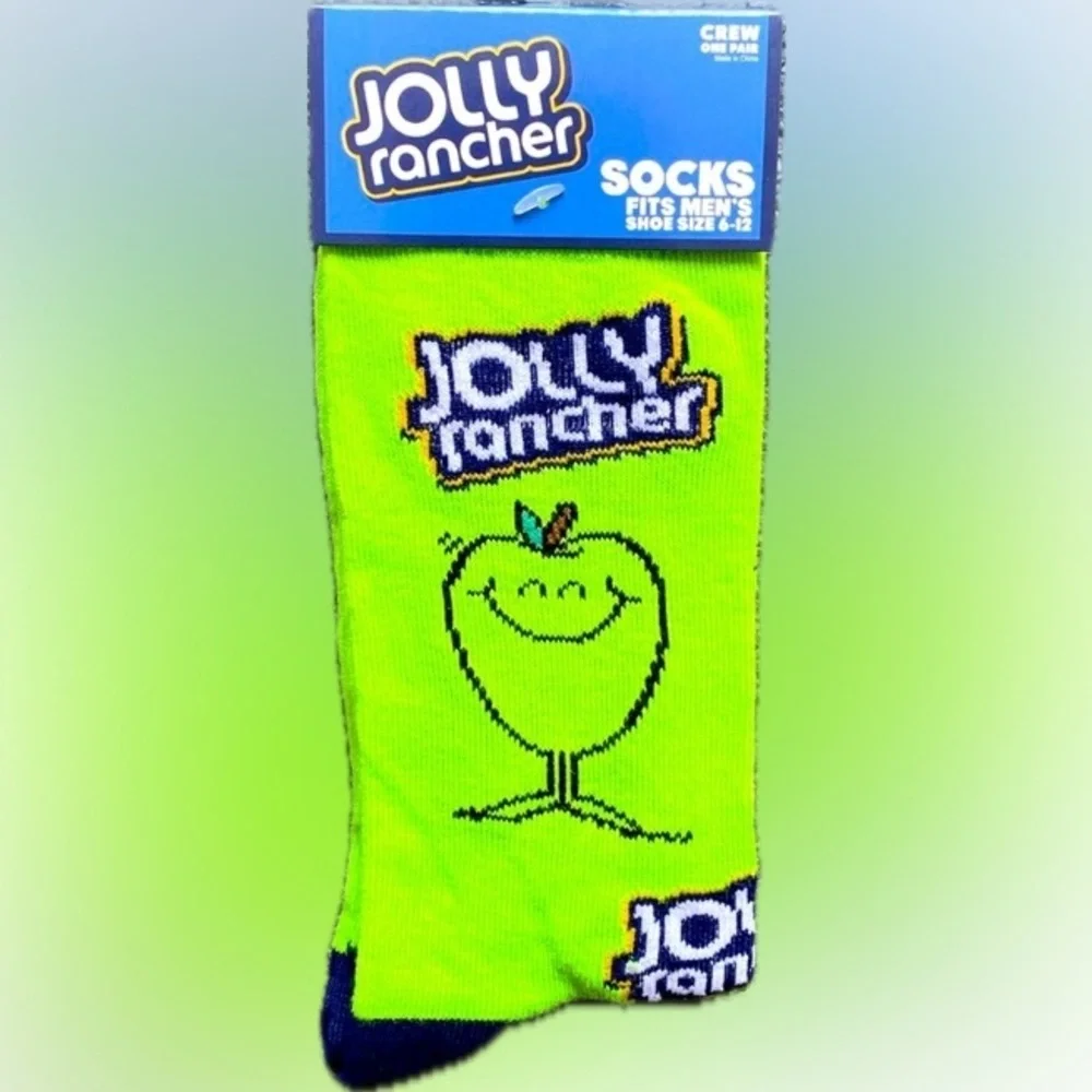 Jolly Rancher Novelty Crew Socks Apple Green NWT